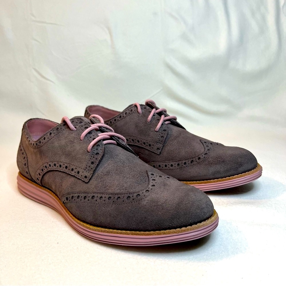 Cole Haan Lunargrand Gray and Pink Wingtip Oxford Shoes - Women’s - Picture 3 of 10